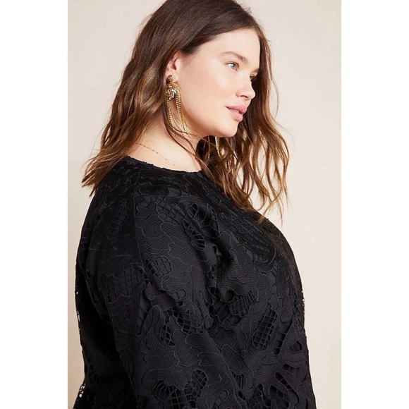 Anthropologie Anne Marie Black Lace Top NWT SZ 2X - Picture 2 of 15